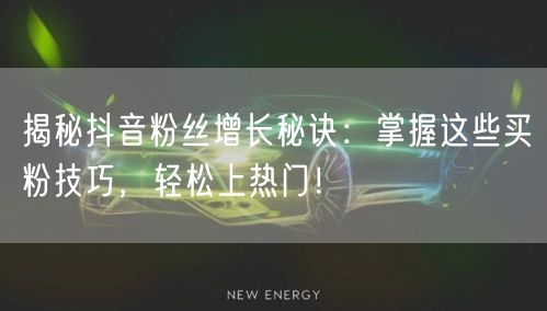 揭秘抖音粉丝增长秘诀：掌握这些买粉技巧，轻松上热门！