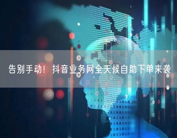 告别手动！抖音业务网全天候自助下单来袭